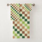 Erdige Regenbogen-Diagonal-Schachbrettmuster Badhandtuch Set (Insitu)