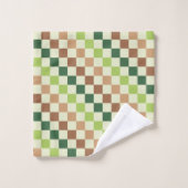 Erdige Regenbogen-Diagonal-Schachbrettmuster Badhandtuch Set (Waschlappen)