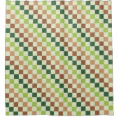 Erdige Regenbogen-Diagonale Schachbrettmuster Duschvorhang (Vorderseite)