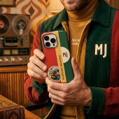 Erdige Retro 70er Farbblock Custom Foto & Name iPhone Hülle