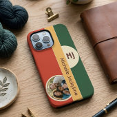 Erdige Retro 70er Farbblock Custom Foto & Name iPhone Hülle