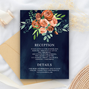 Erdige Rose Terrakotta Florale Navy Hochzeitsdetai Begleitkarte