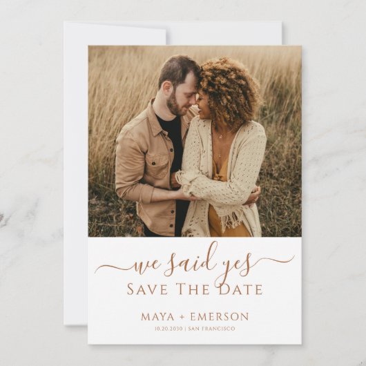 Erdige Rustikale Foto Hochzeit Save The Date (Vorderseite)