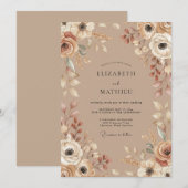 Erdige rustikale Hochzeit in Tan Einladung (Vorne/Hinten)