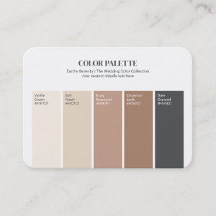 Erdige Serenity Swatch Hochzeitsfarbenpalette Visitenkarte