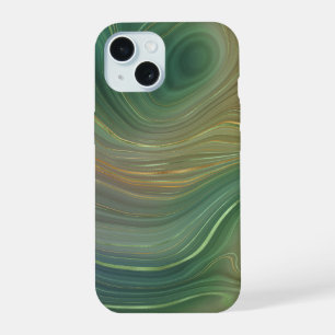 Erdige Smaragdschichten   Grüne und goldene Tinten iPhone 15 Hülle