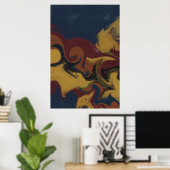 Erdige Stimmung Fluid Abstrakte Schwünge Poster (Heimbüro)
