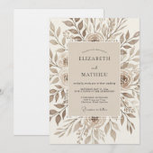 Erdige Tan-Bloom-Hochzeit Einladung (Vorne/Hinten)