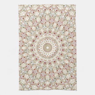 Erdige Taupe und Rost Mandala Muster Geschirrtuch
