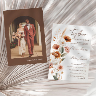 Erdige Terrakotta Boho Aquarell Hochzeit Einladung