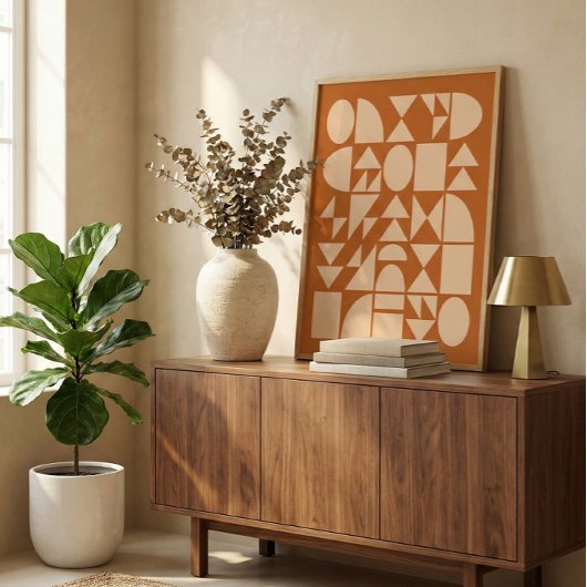 Erdige Terrakotta Moderne geometrische Formen Kuns Poster