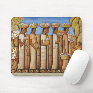 Erdige Töne Art Deco Mexikanische Indigene Frauen Mousepad