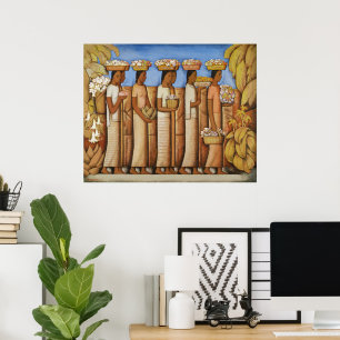 Erdige Töne Art Deco Mexikanische Indigene Frauen Poster