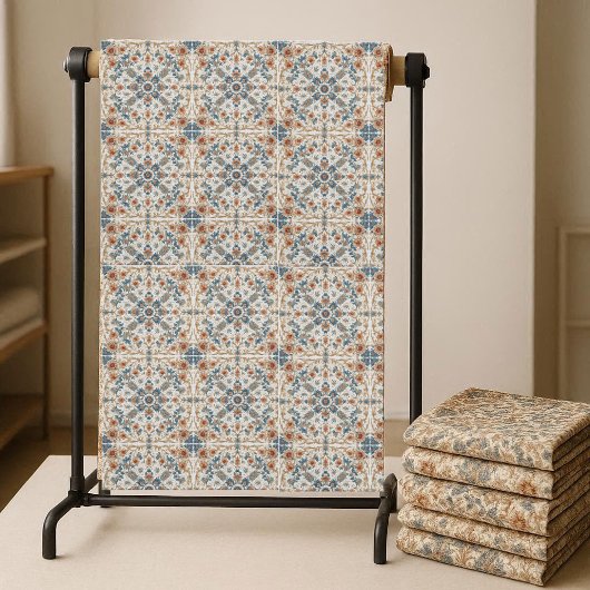 Erdige Töne Boho Blumenmuster Minimalistischer Chi Stoff