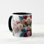Erdige Töne Gestrickte Rose Combo-Tasse | Rustikal Tasse (Vorderseite Links)