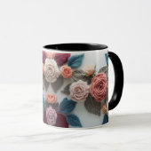 Erdige Töne Gestrickte Rose Combo-Tasse | Rustikal Tasse (VorderseiteRechts)