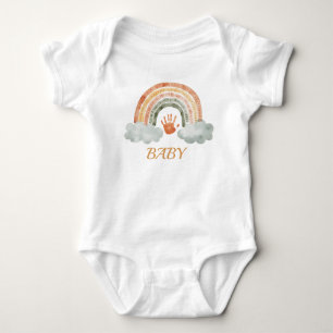 Erdige Wasserfarbe Boho Regenbogen "Baby" Baby Strampler