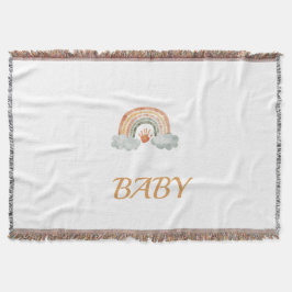 Erdige Wasserfarbe Boho Regenbogen "Baby"  Decke