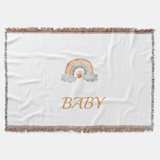 Erdige Wasserfarbe Boho Regenbogen "Baby" Decke (Vorderseite)