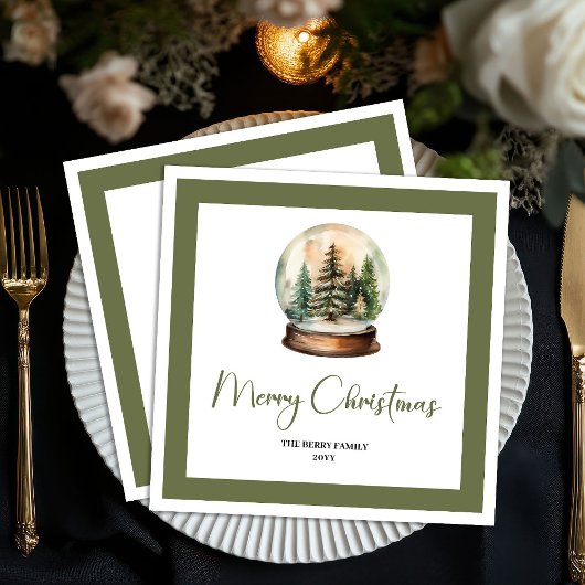 Erdige Weihnachtsbaum-Minimal-Script-Name-Serviett Serviette