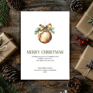 Erdige Weihnachtskugel-Sage-Beige-Grußkarte Feiertagskarte