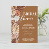 Erdige Wüste braune boho Blume fallen Brautparty Einladung (Stehend Vorderseite)