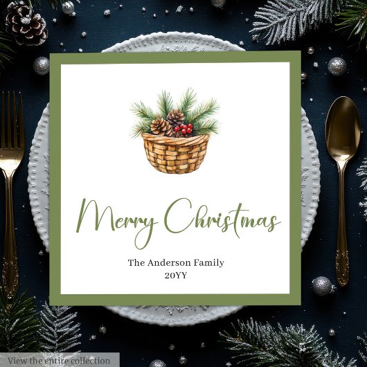 Erdiger Boho-Botanischer Weihnachtsstrauß Tisch Serviette