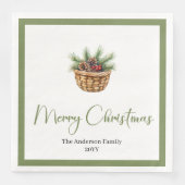 Erdiger Boho-Botanischer Weihnachtsstrauß Tisch Serviette (Vorderseite)