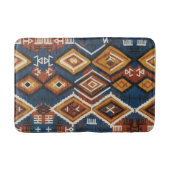 Erdiger Indigo Nomade – Artisanal Tribal-Patchwork Badematte (Vorderseite)
