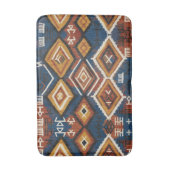 Erdiger Indigo Nomade – Artisanal Tribal-Patchwork Badematte (Vorderseite Vertikal)