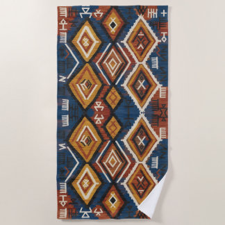 Erdiger Indigo-Nomade – Artisanaler Stammes-Patchw Strandtuch