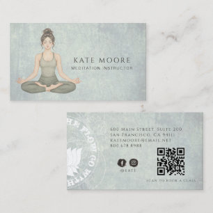 Erdiger Meditationslehrer Sage Green QR-Code Visitenkarte