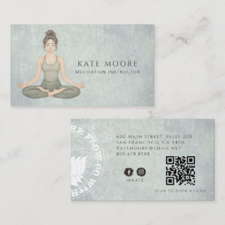 Erdiger Meditationslehrer Sage Green QR-Code Visitenkarte