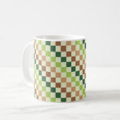 Erdiger Regenbogen-Diagonal-Schachbrettmuster Kaffeetasse (Vorderseite Links)
