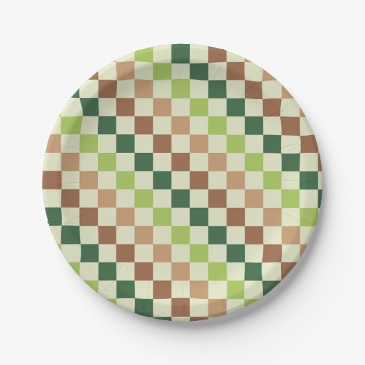 Erdiger Regenbogen-Diagonal-Schachbrettmuster Pappteller (Vorderseite)
