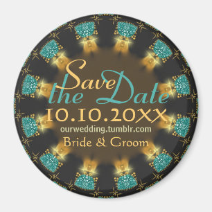 Erdiger Schokoladen- und Tealkreis Save-the-Date-M Magnet