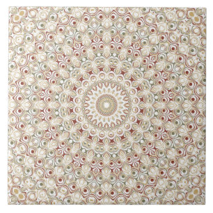 Erdiger Taupe und Rost Mandala Muster Fliese