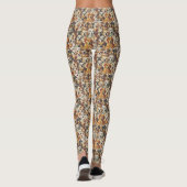 Erdiger Ton Überfülltes Hund-Gesicht Mischmuster Leggings (Rückseite)