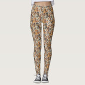 Erdiger Ton Überfülltes Hund-Gesicht Mischmuster Leggings (Vorderseite)