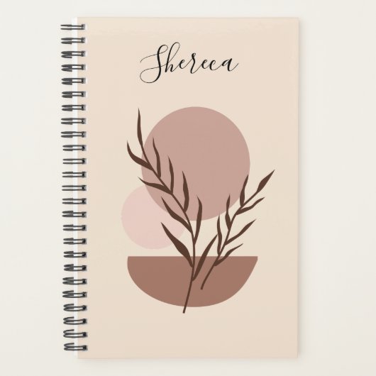Erdiger Trendiger Abstrakter Boho Personalisierter Planer (Vorderseite)