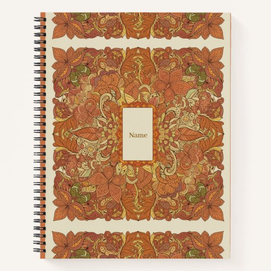 Erdiges Boho verbranntes Orange Mandalas Journal Notizblock (Vorderseite)