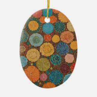 Erdiges florales Mosaikmuster-Ornament Keramik Ornament