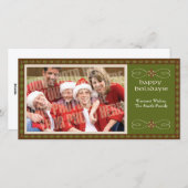 Erdiges Grün mit Single-Foto Feiertagskarte (Vorne/Hinten)