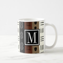 Erdiges Mudprint Stripes Muster-Monogramm Kaffeetasse
