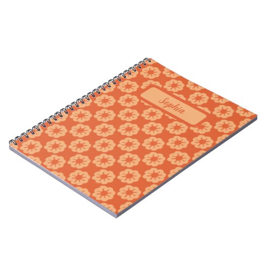 Erdiges orange handgezeichnetes Blumenmuster Notizblock (Linke Seite)