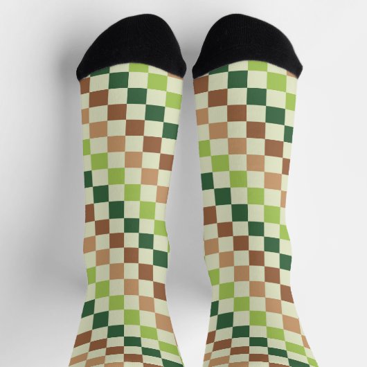 Erdiges Regenbogen-Diagonal-Karo-Muster Socken (Oben)