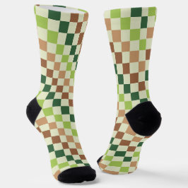 Erdiges Regenbogen-Diagonal-Karo-Muster Socken