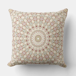Erdiges Taupe und Rost Mandala Muster Kissen