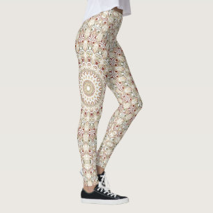 Erdiges Taupe und Rust-Mandala-Muster Leggings