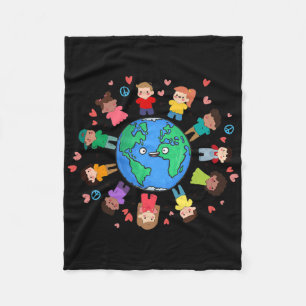 Erdkinder rund um die Welt des T-Shirts Fleecedecke